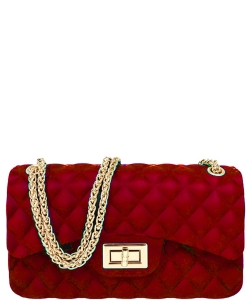 Quilt Embossed Jelly Large  Classic Shoulder Bag JA0007 RED